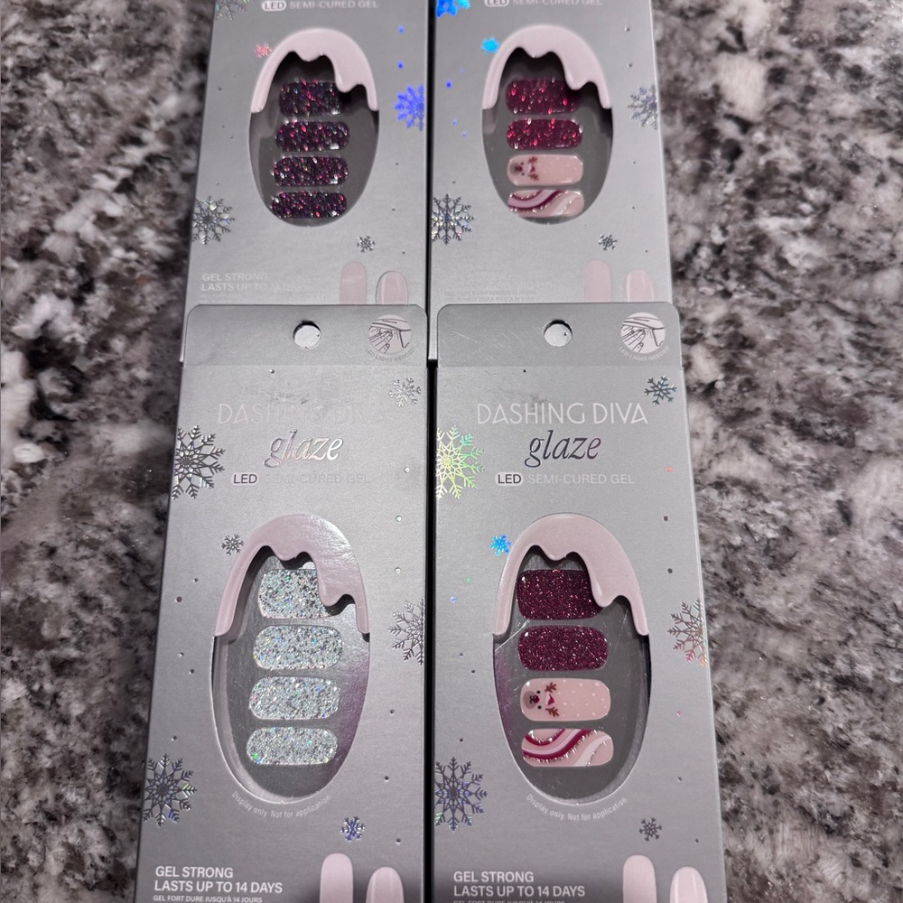 NEW Dashing Diva Glaze LED Semi-Cured Gel Nail Strips 4 Boxes